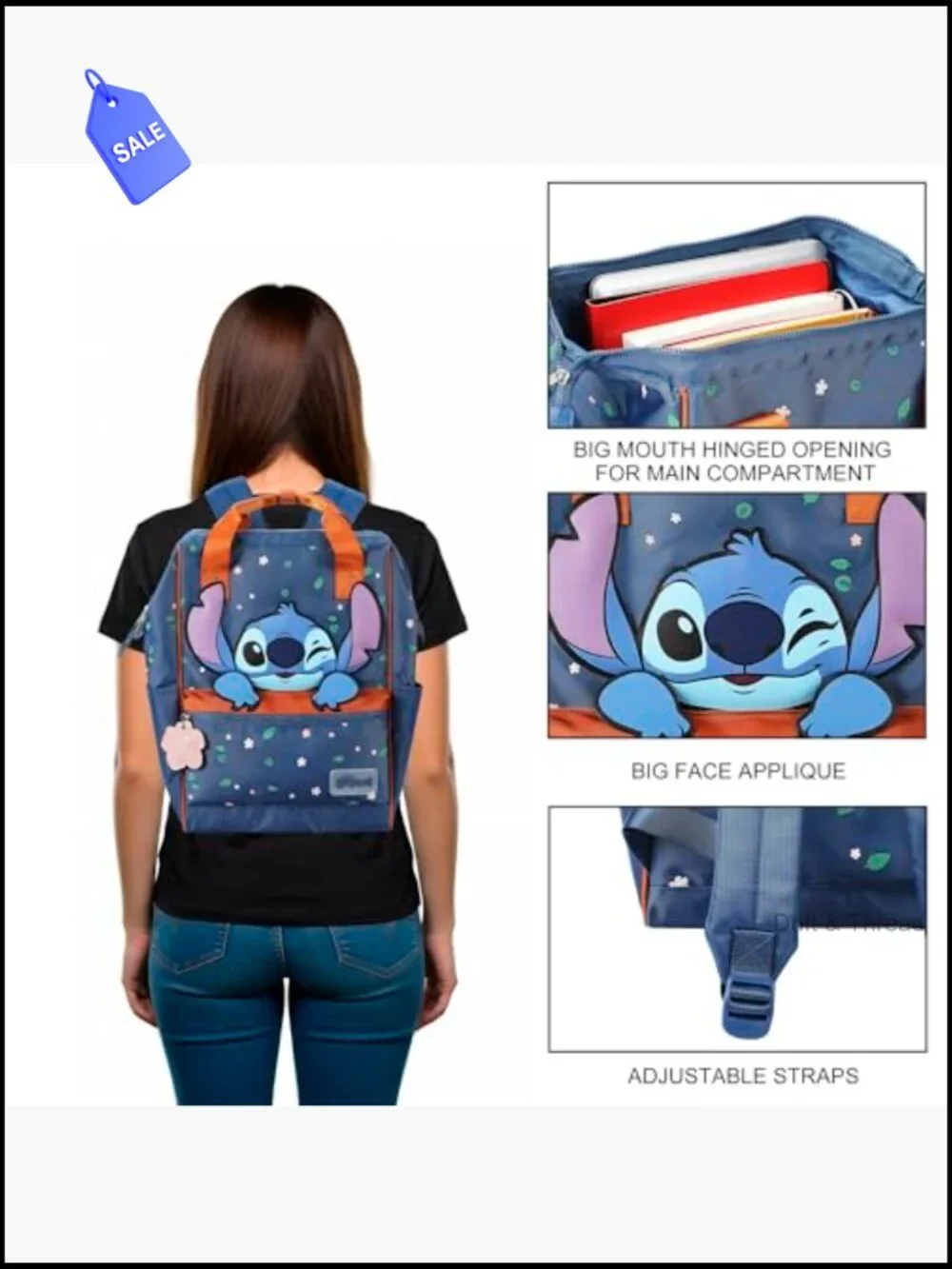 Stitch Convertible Backpack Crossbody Adjustable Straps Daypack Travel